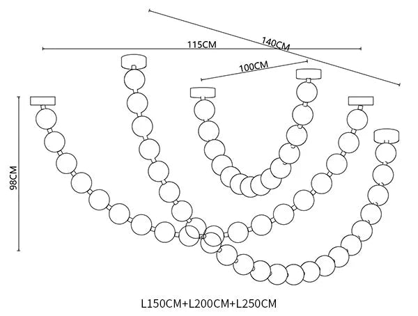 Celeste Shape Necklace Chandelier for Showroom, Staircase Chandeliers Kevinstudiolives