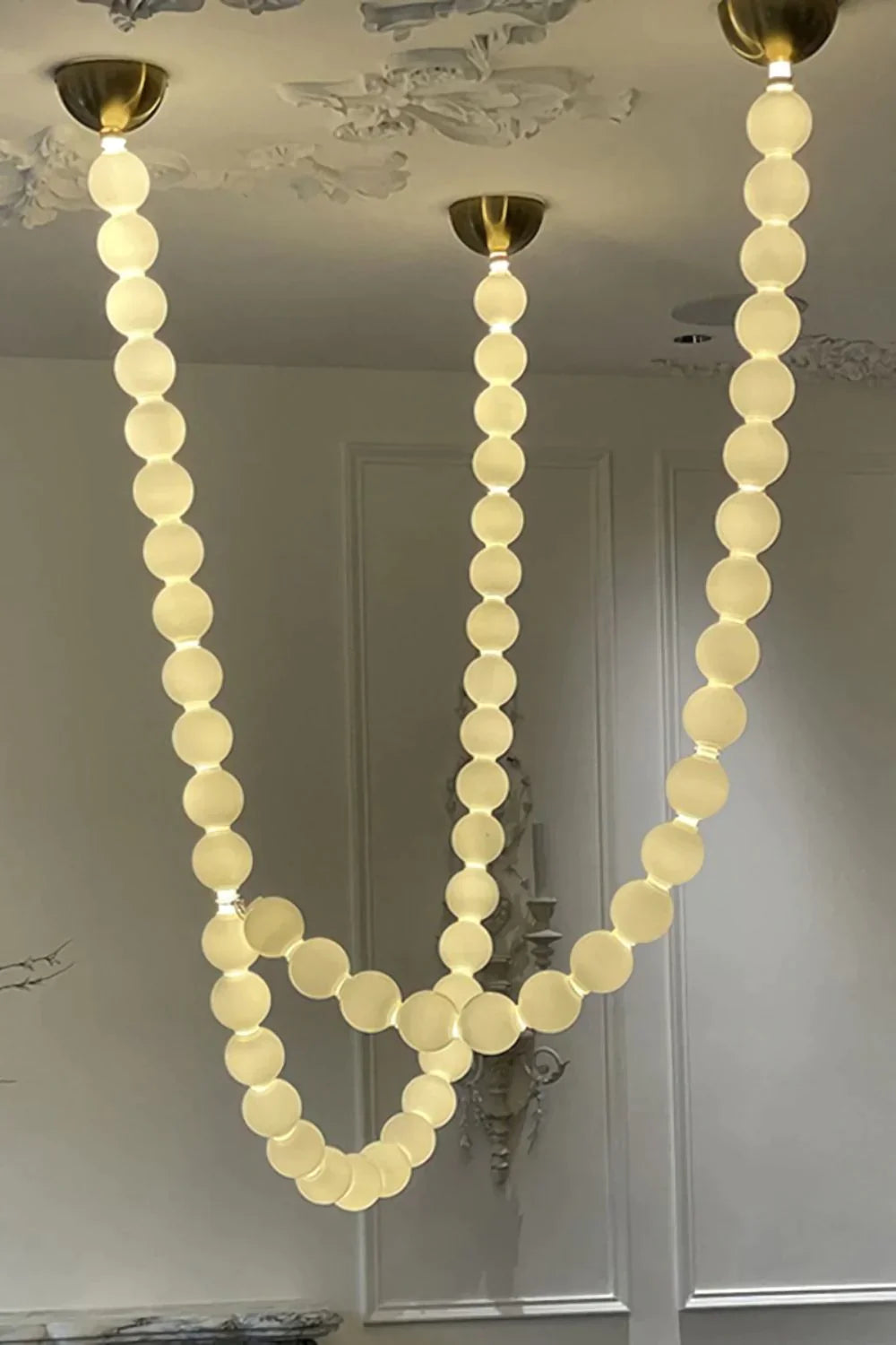 Pearl Necklance Chain Grand Duplex Staircase Chandelier Chandeliers Kevinstudiolives