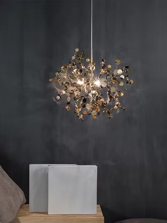 Nordic Modern Creative Fashion Stainless Steel Decorative Chandelier Dining / Living Room / Bar / Cafe Chandeliers Kevinstudiolives Round Disc Ceiling: 3 Lights D27.6"*H21.7" Gold Warm Light