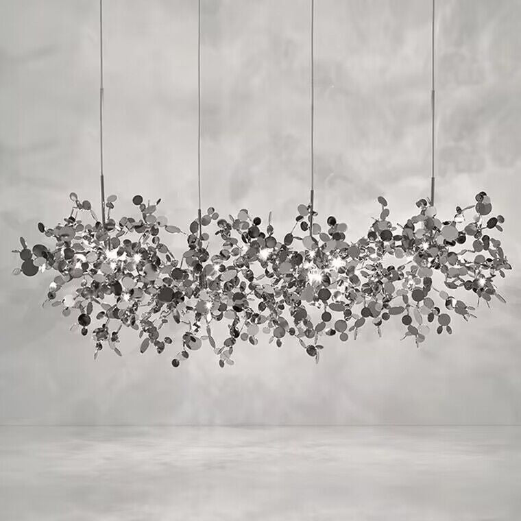 Nordic Modern Creative Fashion Stainless Steel Decorative Chandelier Dining / Living Room / Bar / Cafe Chandeliers Kevinstudiolives Long Disc Ceiling: 3 Lights D37.4"*H13.8" Silver Warm Light