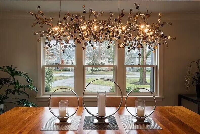 Nordic Modern Creative Fashion Stainless Steel Decorative Chandelier Dining / Living Room / Bar / Cafe Chandeliers Kevinstudiolives Long Disc Ceiling: 4 Lights D49.2"*H13.8" Gold Warm Light