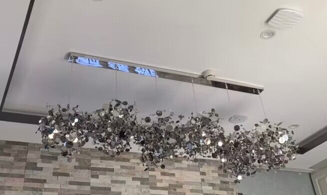 Nordic Modern Creative Fashion Stainless Steel Decorative Chandelier Dining / Living Room / Bar / Cafe Chandeliers Kevinstudiolives Long Disc Ceiling: 5 Lights D63.0"*H13.8" Silver Warm Light