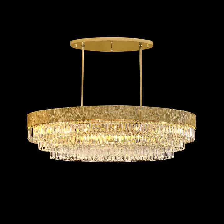 New Modern Gold Round/Oval Light Luxury Ceiling Crystal Chandelier Set for Living Room/Dining Room Chandeliers Kevinstudiolives Oval:L23.6"*W10.3" Warm Light