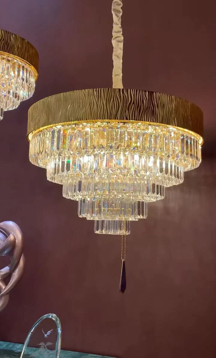 New Modern Gold Round/Oval Light Luxury Ceiling Crystal Chandelier Set for Living Room/Dining Room Chandeliers Kevinstudiolives Round:D20.9"*H15.7" White Light
