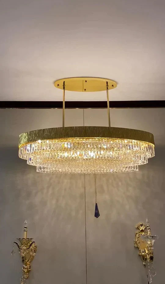 New Modern Gold Round/Oval Light Luxury Ceiling Crystal Chandelier Set for Living Room/Dining Room Chandeliers Kevinstudiolives