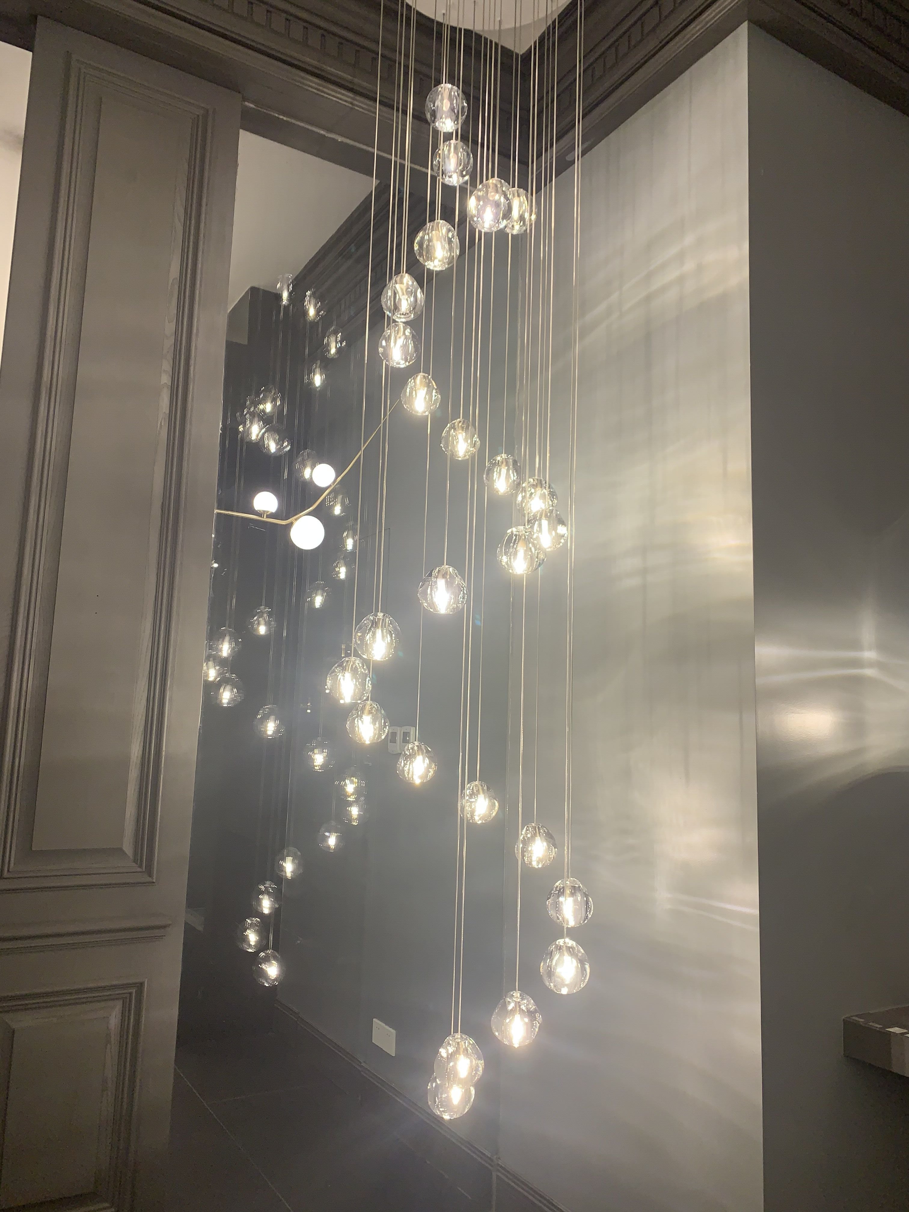 American Cascade Spiral Cherry Crystal Air bubbles Pendant Chandelier for Staircase Chandeliers Kevinstudiolives