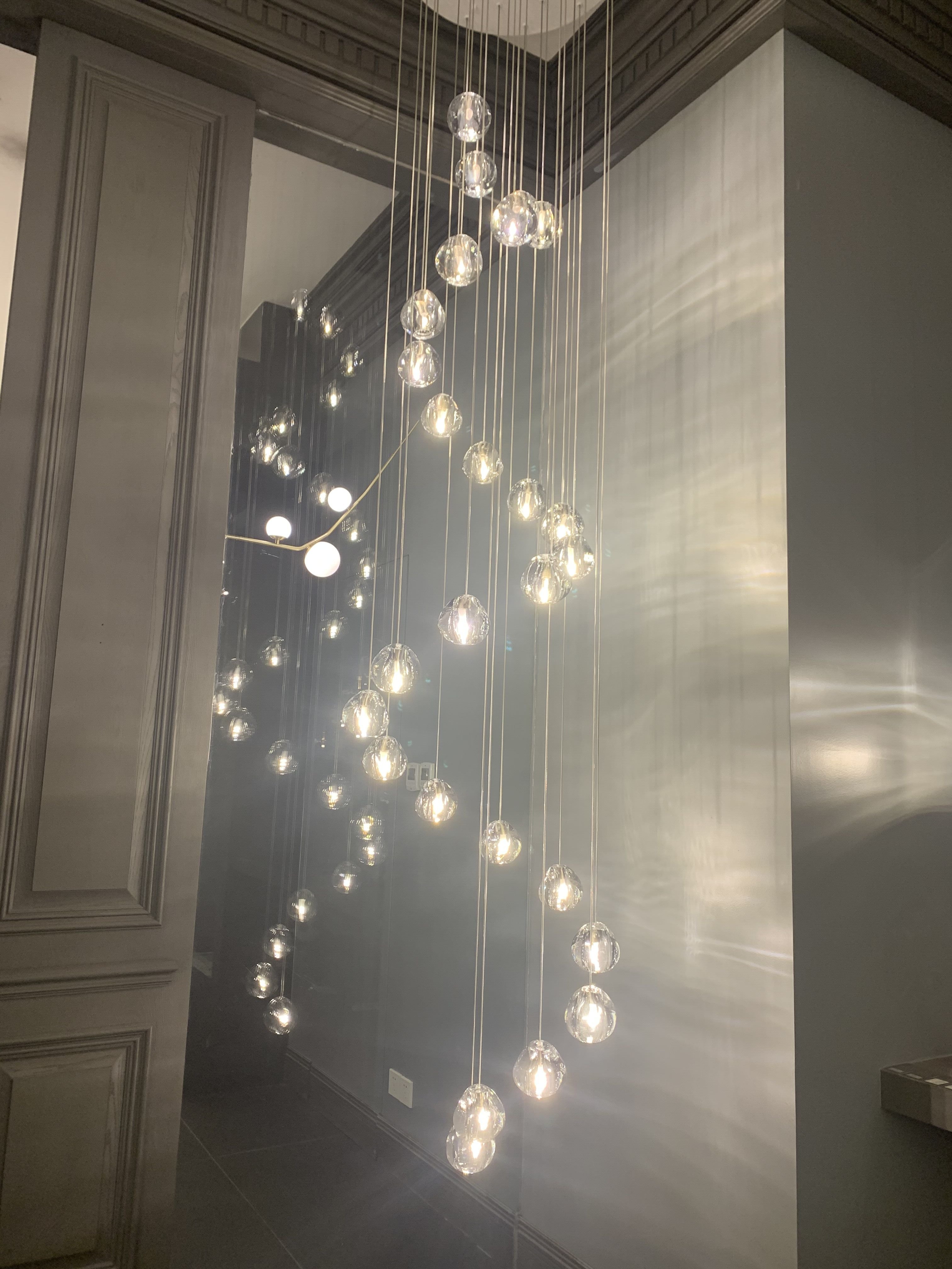 American Cascade Spiral Cherry Crystal Air bubbles Pendant Chandelier for Staircase Chandeliers Kevinstudiolives