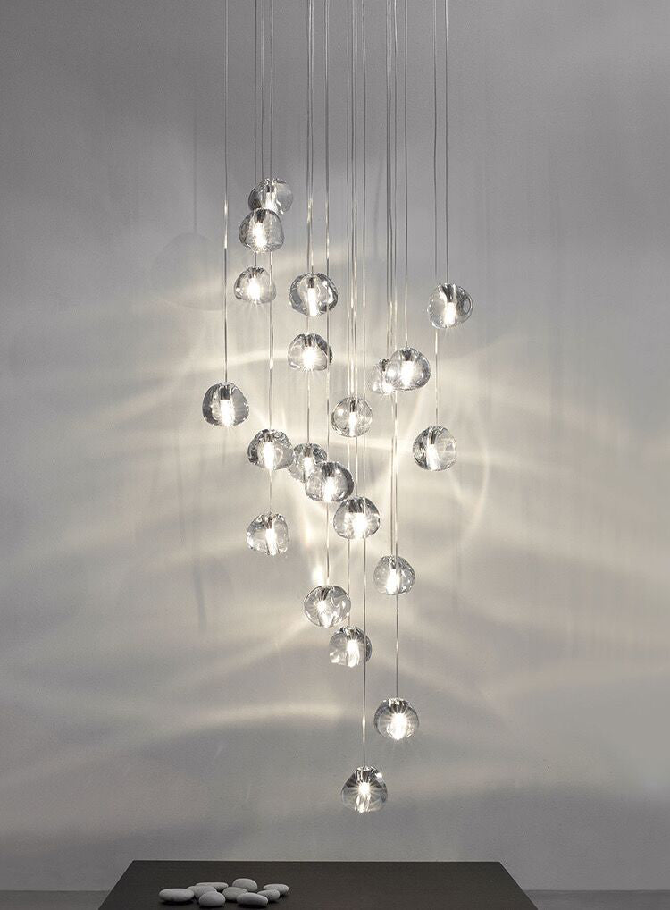 American Cascade Spiral Cherry Crystal Air bubbles Pendant Chandelier for Staircase Chandeliers Kevinstudiolives