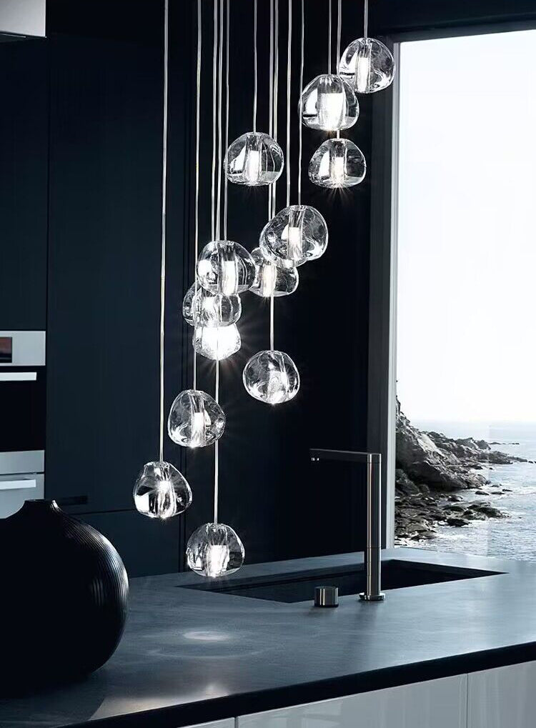 American Cascade Spiral Cherry Crystal Air bubbles Pendant Chandelier for Staircase Chandeliers Kevinstudiolives