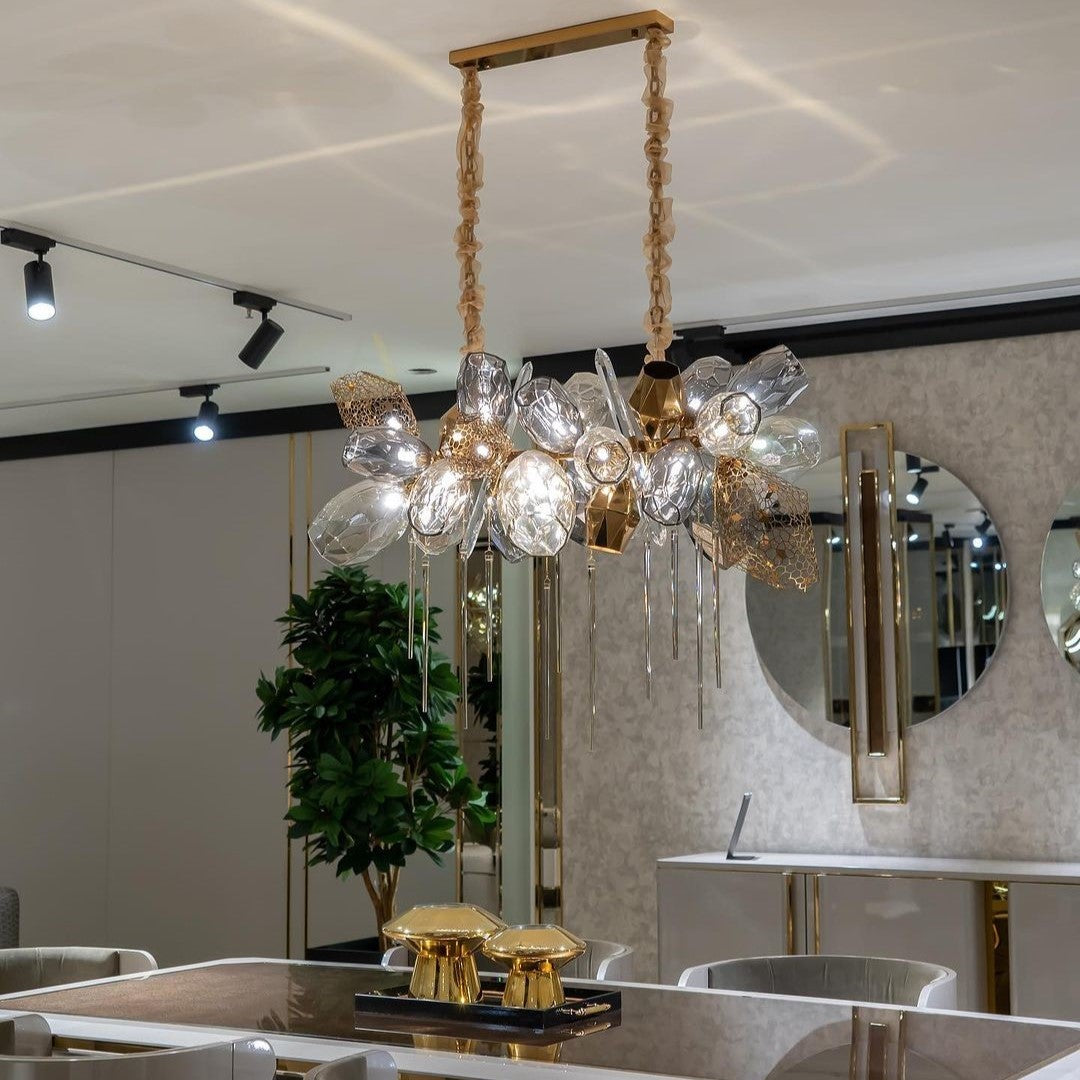 Contemporary Artistic Creative Glass Chandelier for Dining Table Chandeliers Kevinstudiolives 120cm L(47.2") x 43cm W(16.9") x 75cm H(29.5") Dimmable Warm Light