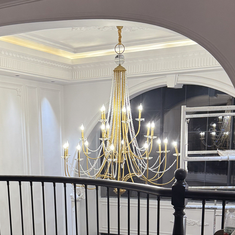 Maelis Classic French Candle Stair Chandelier chandeliers for dining room,chandeliers for stairways,chandeliers for foyer,chandeliers for bedrooms,chandeliers for kitchen,chandeliers for living room Kevin Studio Inc 59"