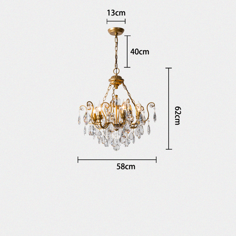 Liora French Retro Creative Crystal Chandelier chandeliers for dining room,chandeliers for stairways,chandeliers for foyer,chandeliers for bedrooms,chandeliers for kitchen,chandeliers for living room Kevin Studio Inc