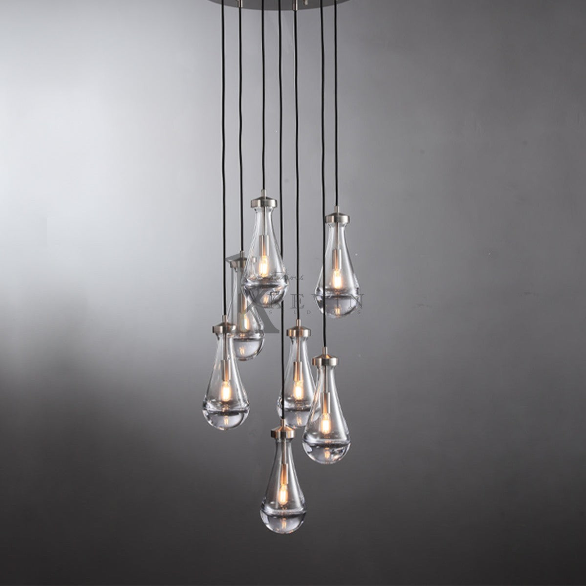 Camelia Raindrop Modern Round Chandelier 18'' 36'' 47'' 60" chandelier Kevin Studio Inc 18'' Satin Nickel