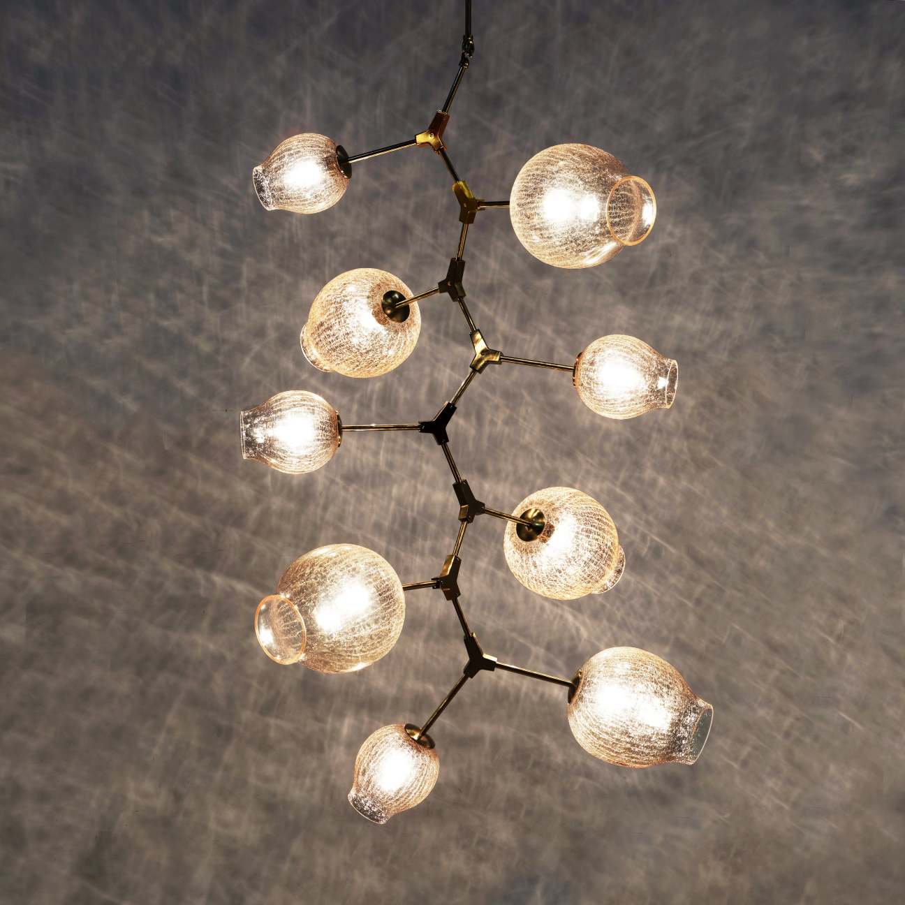Rhome Drop Globe Branching Bubble Chandelier 38'' Chandelier Kevin Studio Champagne Crackle Glass Brass