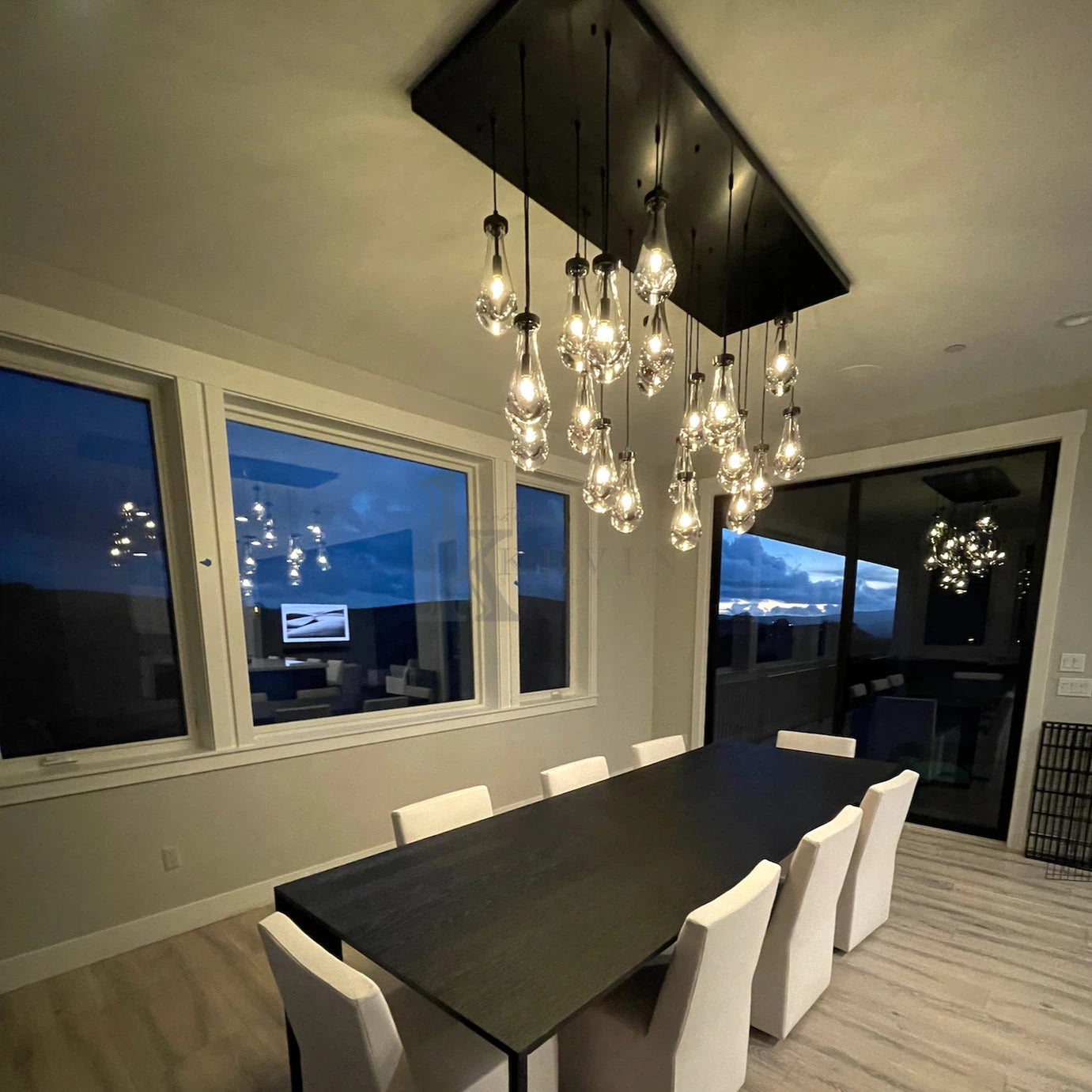 Camelia Raindrop Modern Linear Chandelier 54‘’, 72" chandelier Kevin Studio Inc