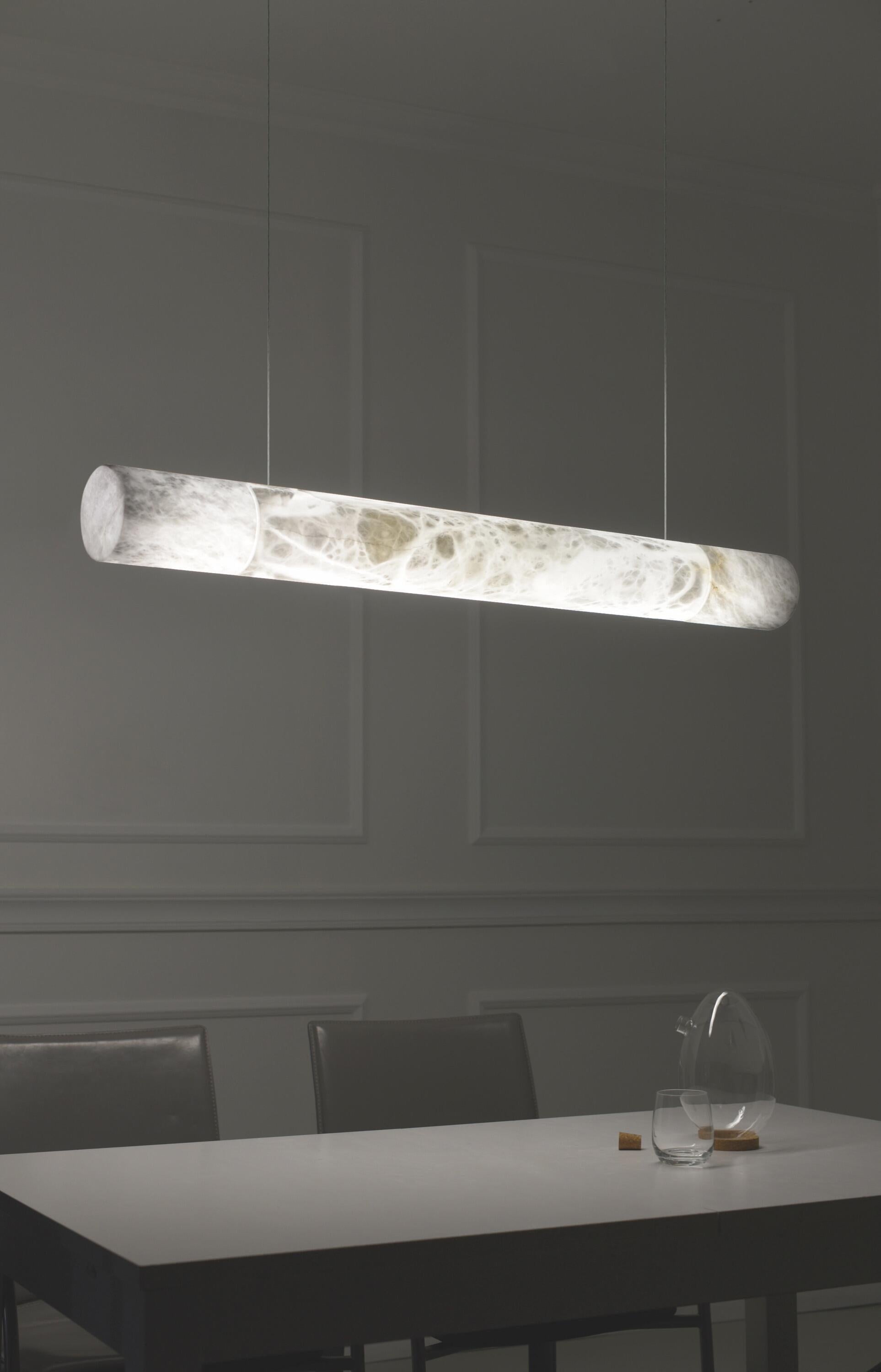 Cylindrical Alabaster Linear Chandelier