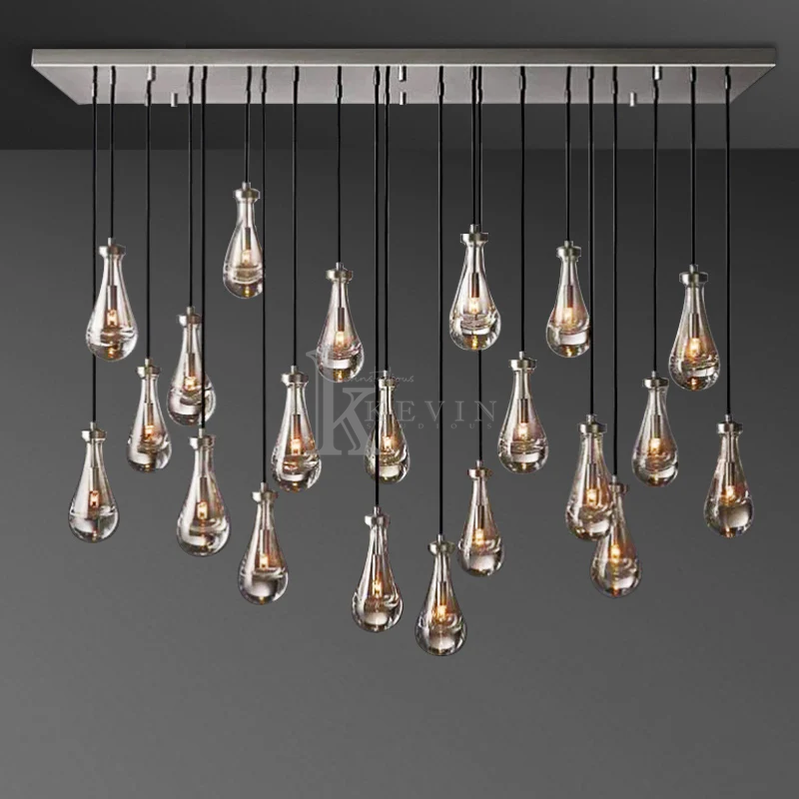 Camelia Raindrop Modern Linear Chandelier 54‘’, 72" chandelier Kevin Studio Inc 72" Satin Nickel