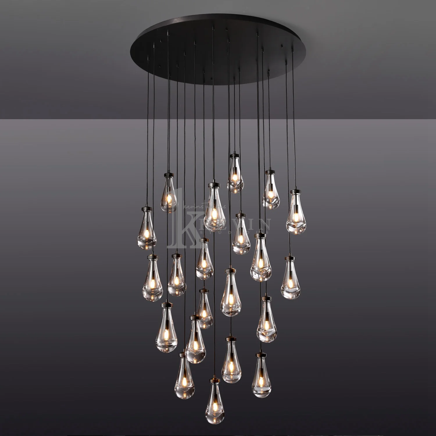 Camelia Raindrop Modern Round Chandelier 18'' 36'' 47'' 60" chandelier Kevin Studio Inc 47'' Matte Black