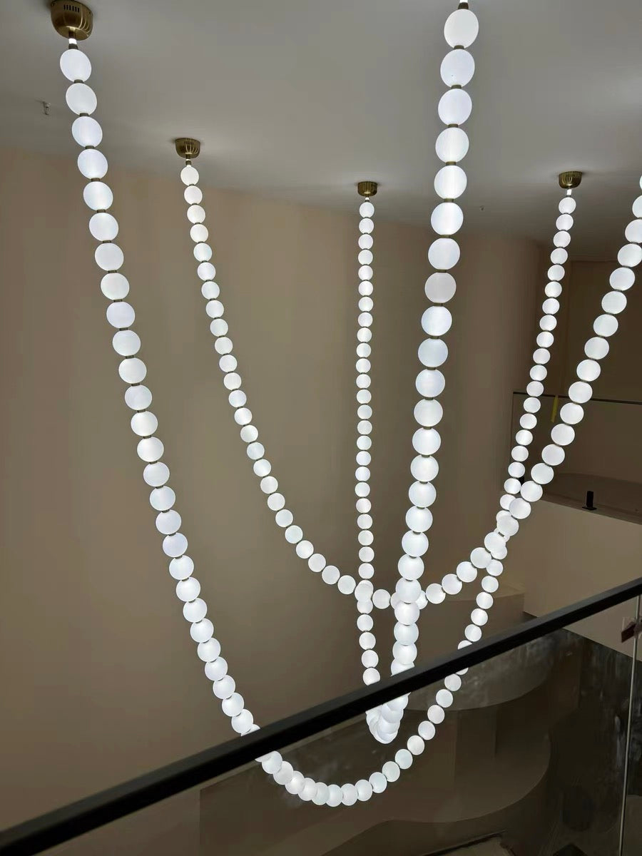 Pearl Necklance Chain Grand Duplex Staircase Chandelier Chandeliers Kevinstudiolives