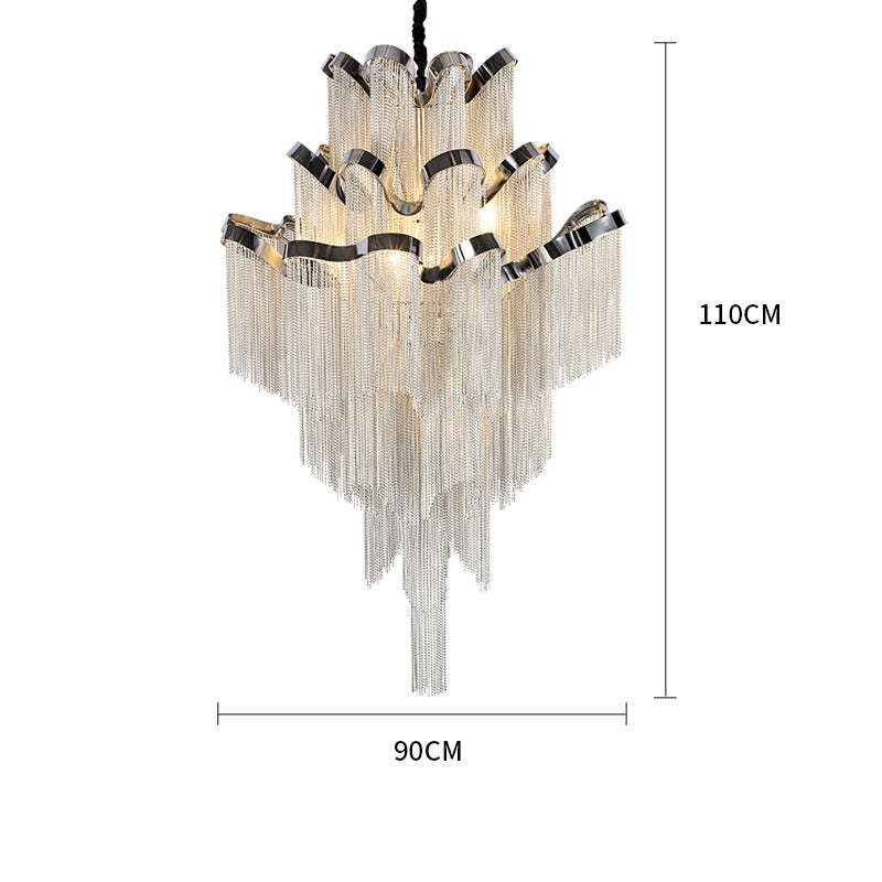 Kevin Glenn Aluminum Chain Tassel Stream Chandelier Chandeliers Kevinstudiolives D 35.4"