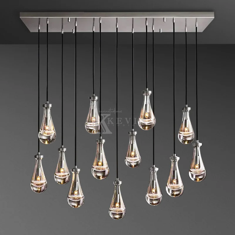 Camelia Raindrop Modern Linear Chandelier 54‘’, 72" chandelier Kevin Studio Inc 54" Satin Nickel