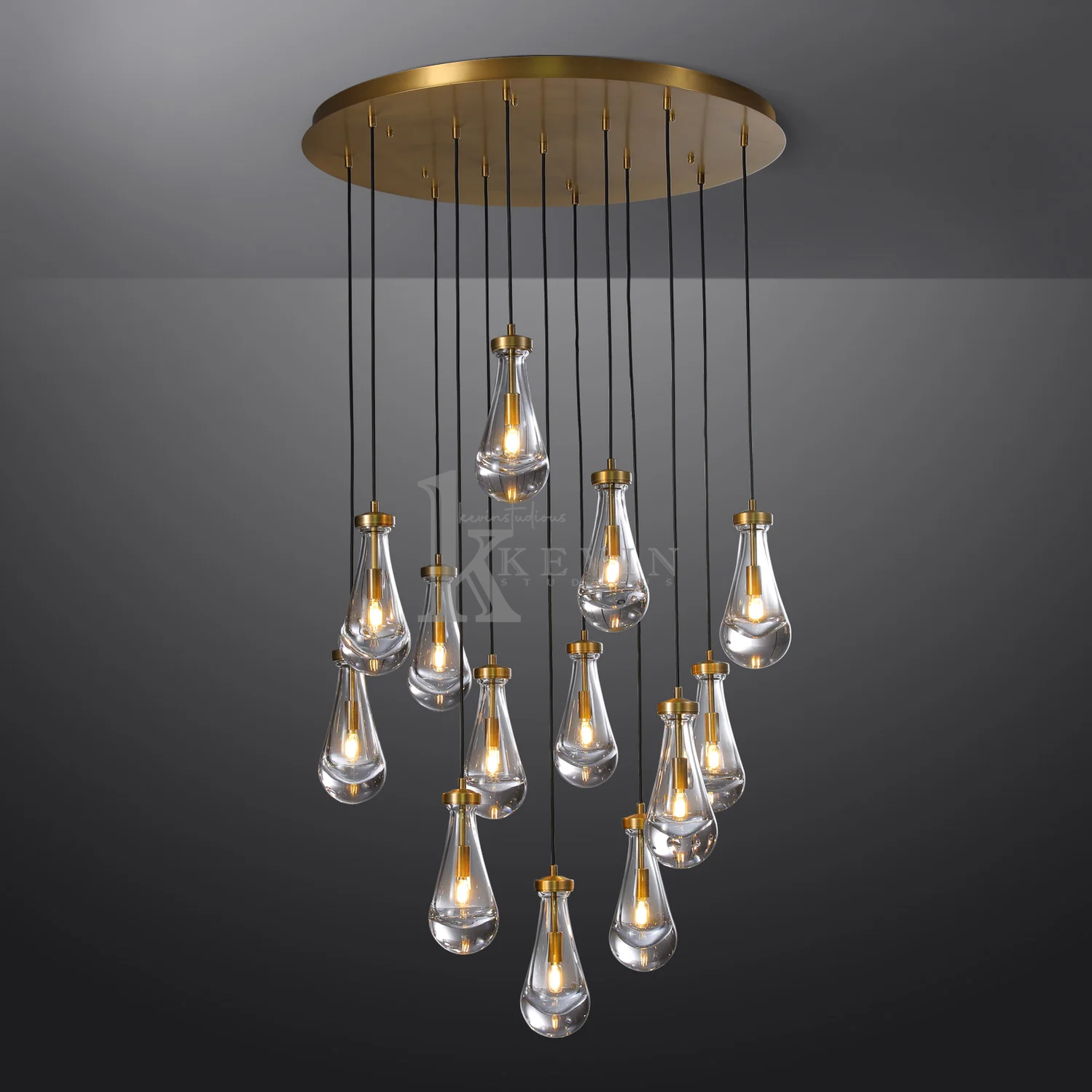 Camelia Raindrop Modern Round Chandelier 18'' 36'' 47'' 60" chandelier Kevin Studio Inc 36'' Vintage Brass