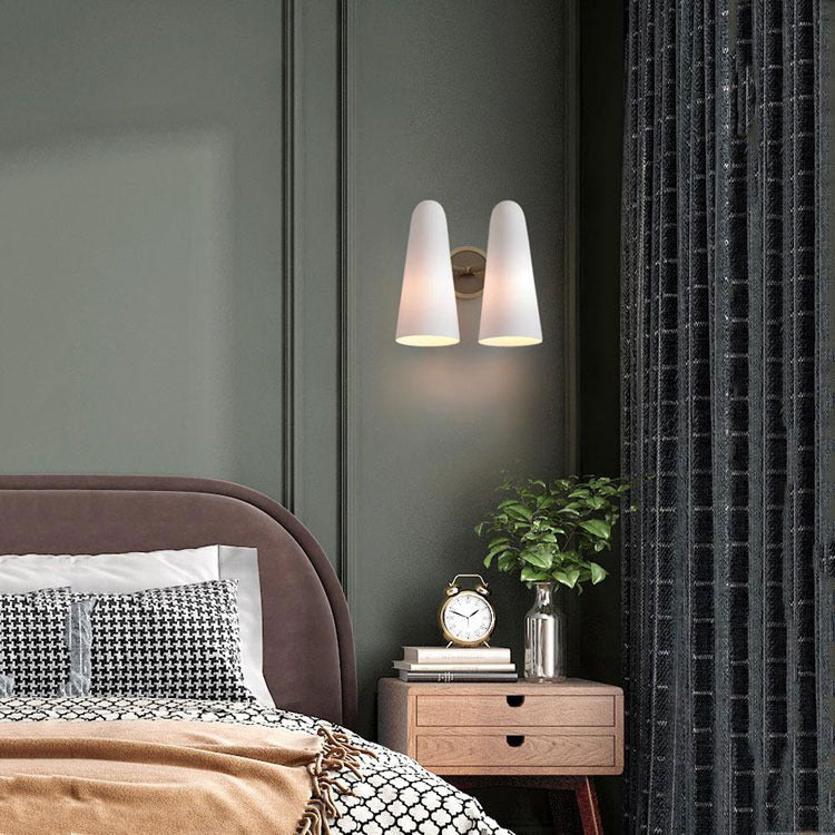 Lydia White Ceram Double Shade Wall Sconce Herman Lighting