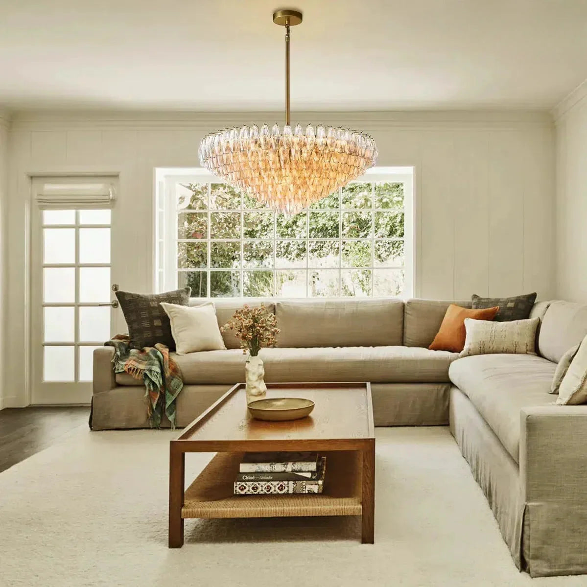 Chiaravalle Glass Tiered Round Chandelier 37"D 47"D 62"D