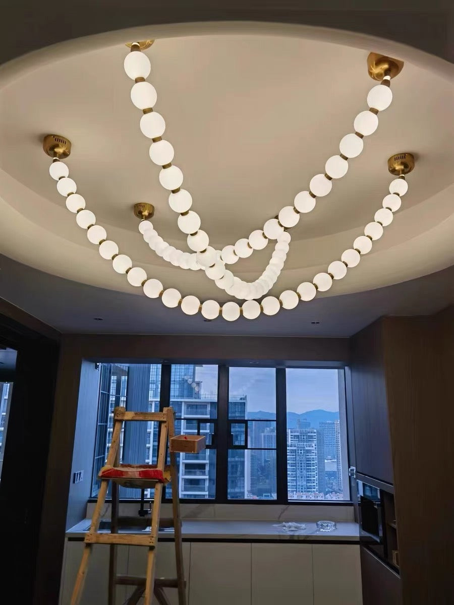 Pearl Necklance Chain Grand Duplex Staircase Chandelier Chandeliers Kevinstudiolives