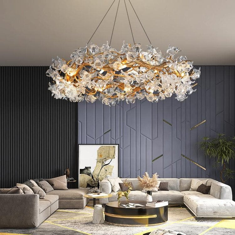 Kevin Tree Branch Rystal Brass Branch Round Chandelier Chandeliers Kevinstudiolives W31"XH16"