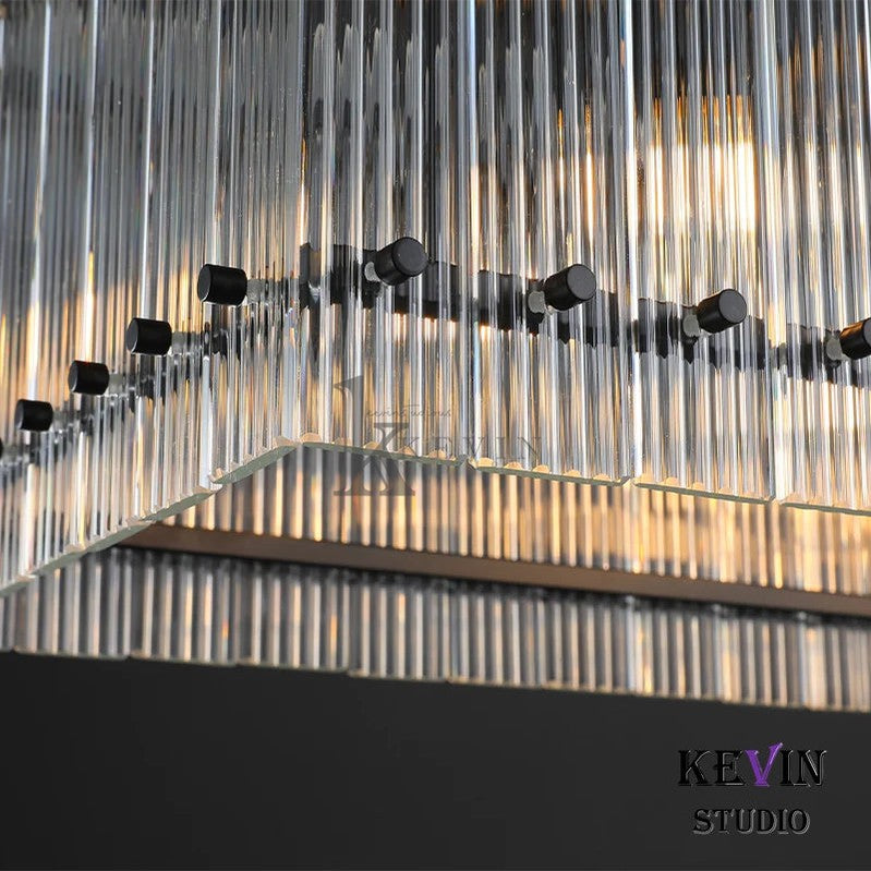 Soria Modern Glass Rectangle Chandelier 54", 72" chandelier Kevin Studio Inc