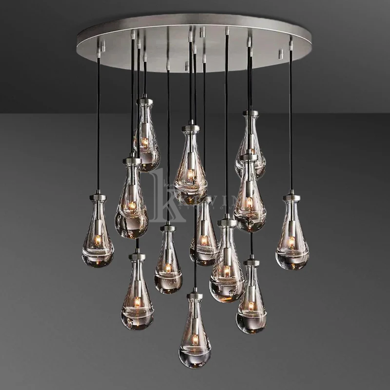 Camelia Raindrop Modern Round Chandelier 18'' 36'' 47'' 60" chandelier Kevin Studio Inc 36'' Satin Nickel