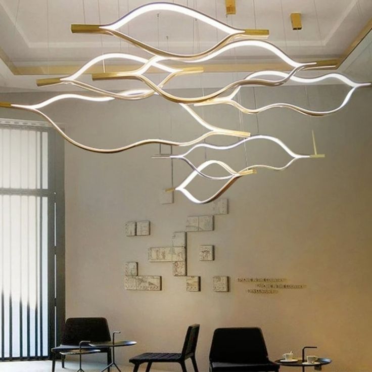 Modern Simple Aluminum Waving Chandelier for Living/Dining Room/Kitchen Island Chandeliers Kevinstudiolives