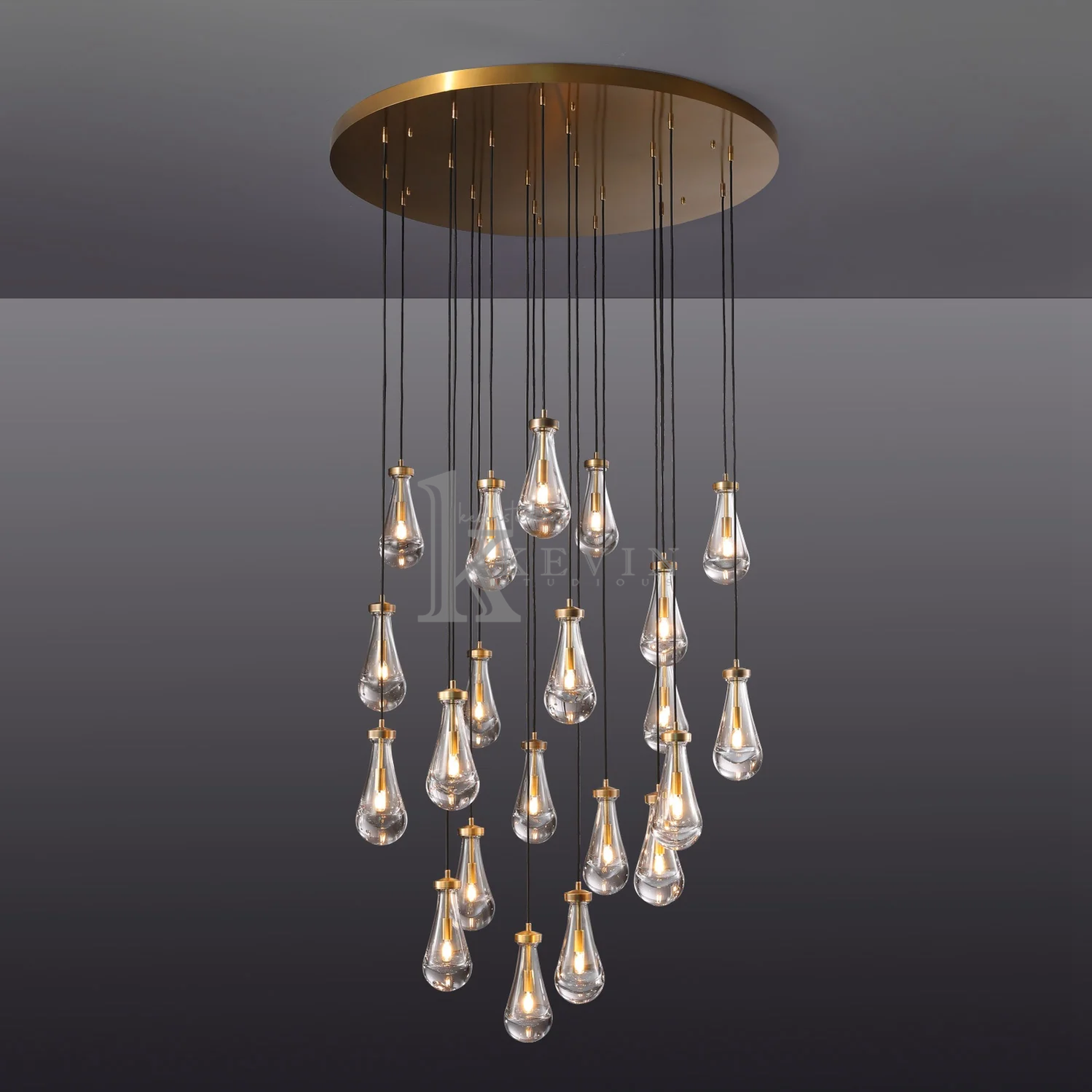 Camelia Raindrop Modern Round Chandelier 18'' 36'' 47'' 60" chandelier Kevin Studio Inc 47'' Vintage Brass