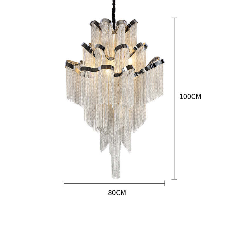 Kevin Glenn Aluminum Chain Tassel Stream Chandelier Chandeliers Kevinstudiolives D 31.4"
