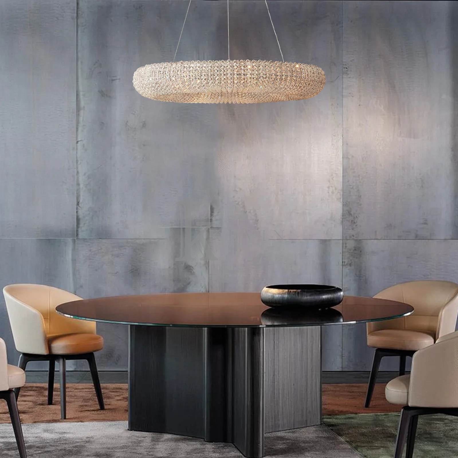 Notus Modern Halo Round Clear Crystal Chandelier chandelier Kevin Studio Inc