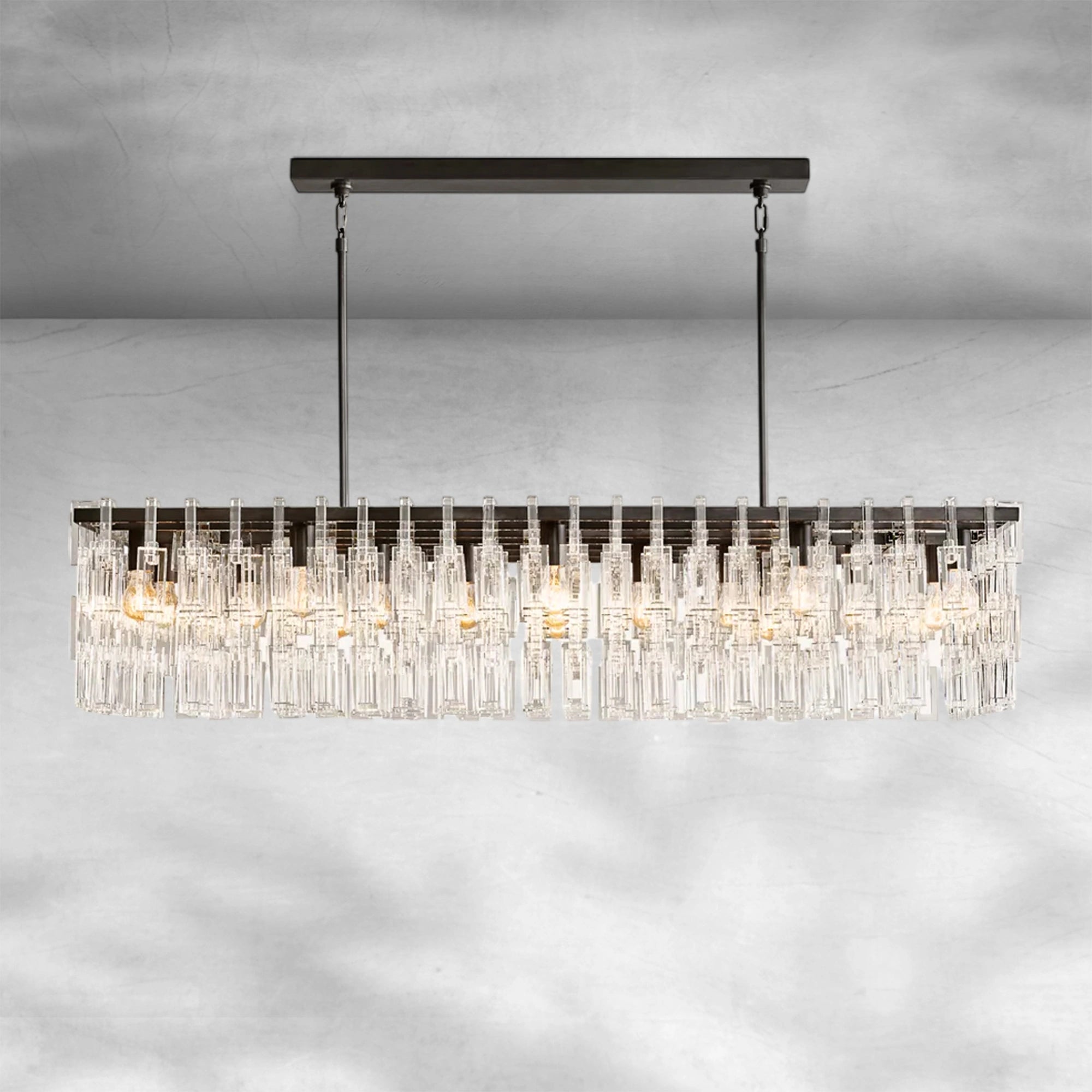 Marigan Crystal Rectangle Chandelier 60" Over Dining Table