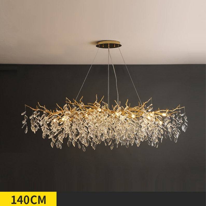 Kevin Tree Branch Chandelier Crystals on Dining Room Table Chandeliers Kevinstudiolives 140Cm/55Inch