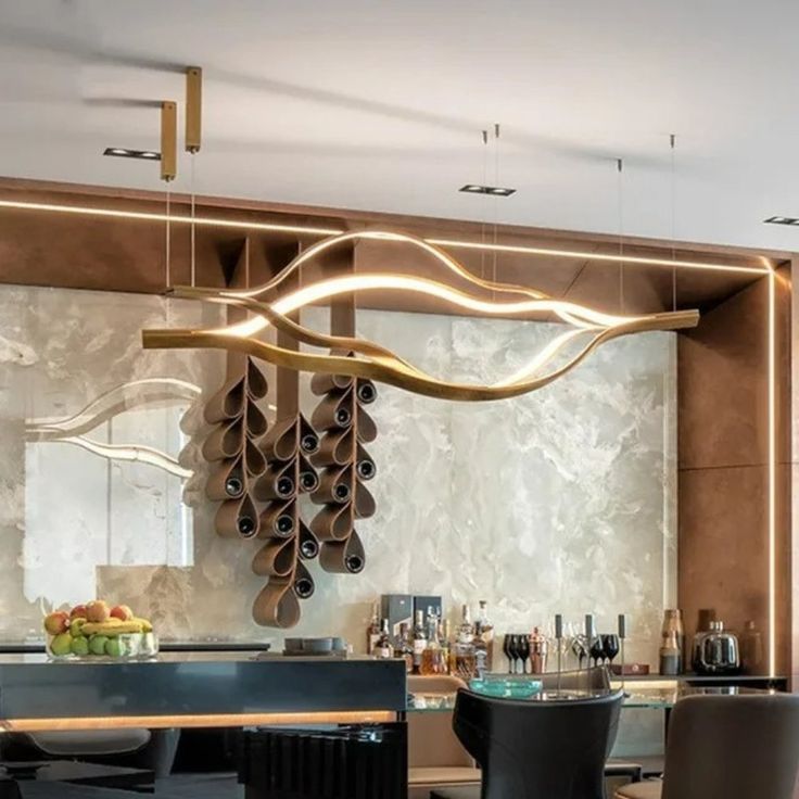 Modern Simple Aluminum Waving Chandelier for Living/Dining Room/Kitchen Island Chandeliers Kevinstudiolives