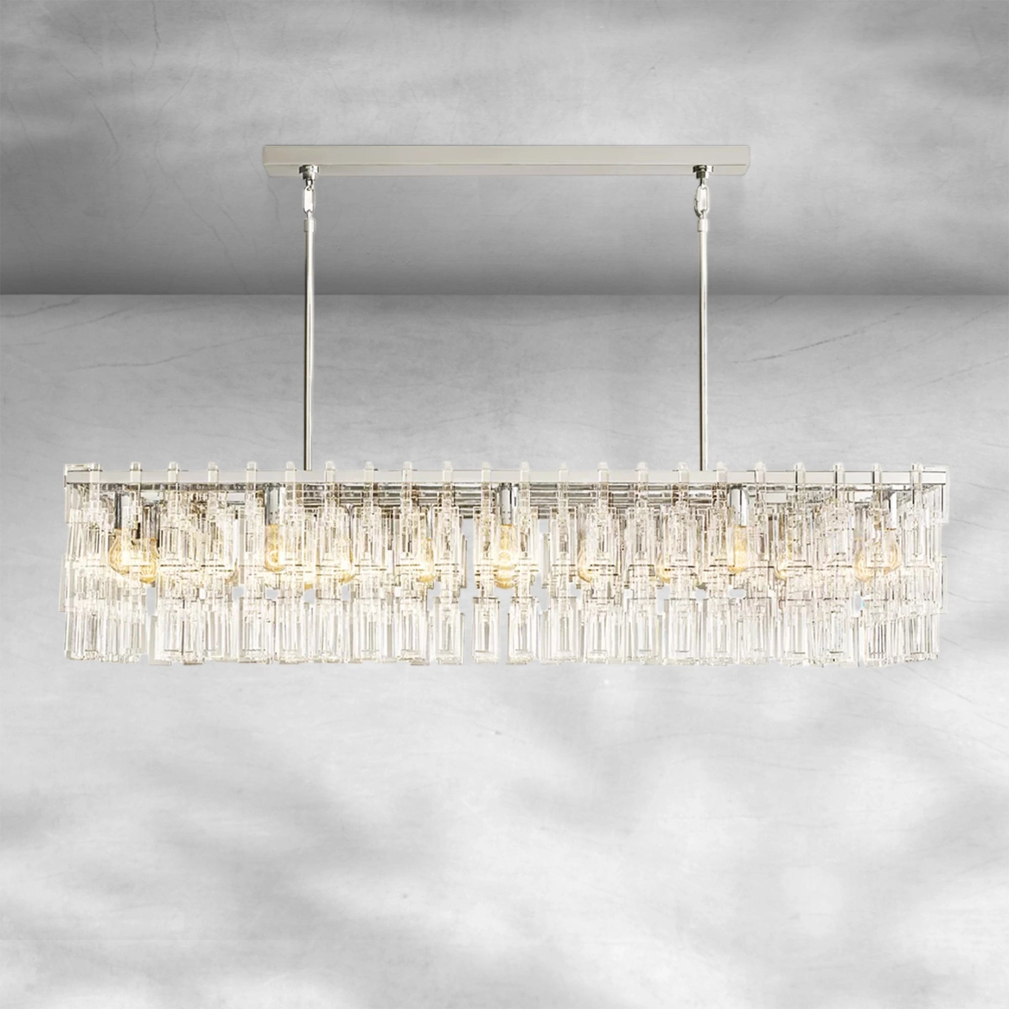 Marigan Crystal Rectangle Chandelier 60" Over Dining Table