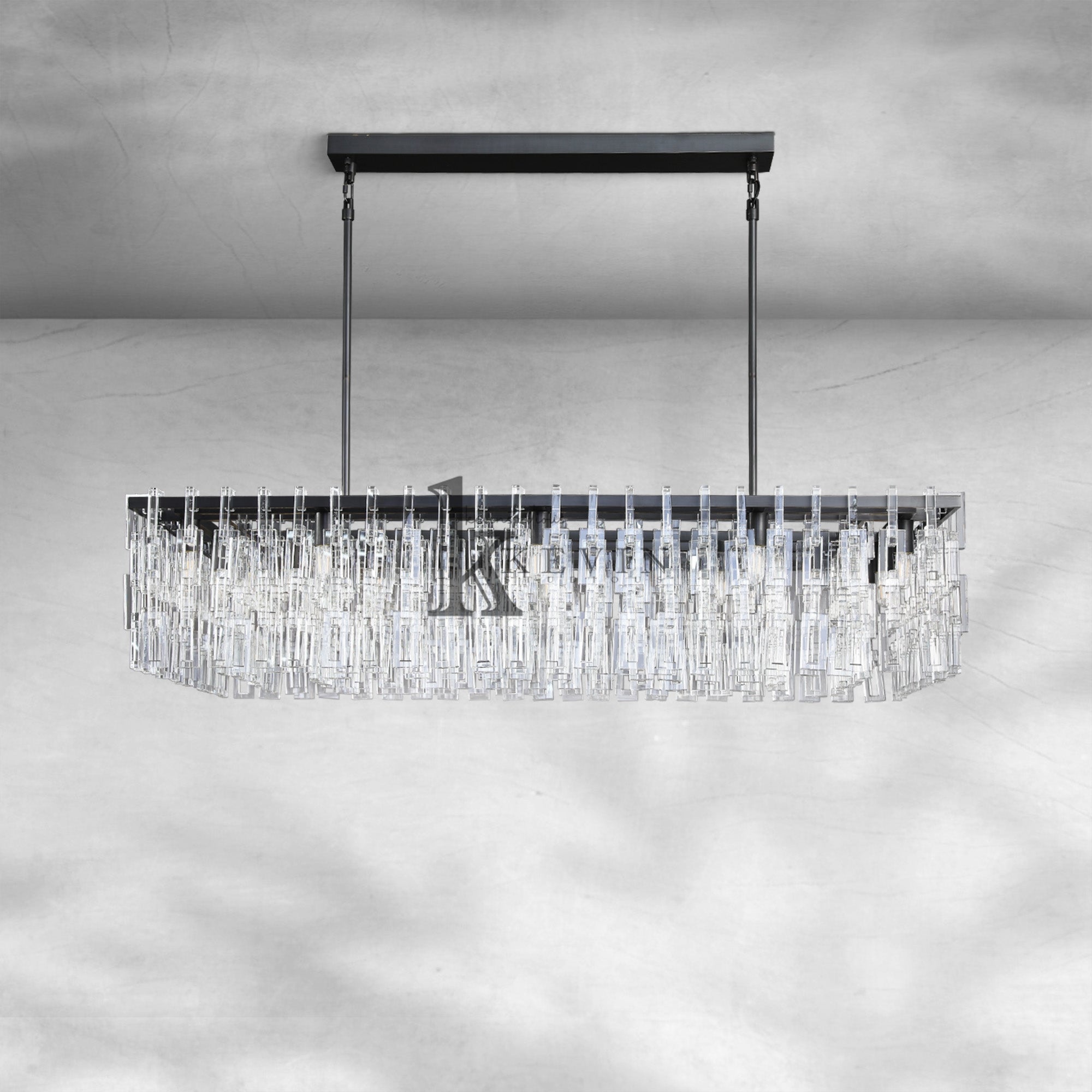 Marigan Crystal Rectangle Chandelier 60" Over Dining Table