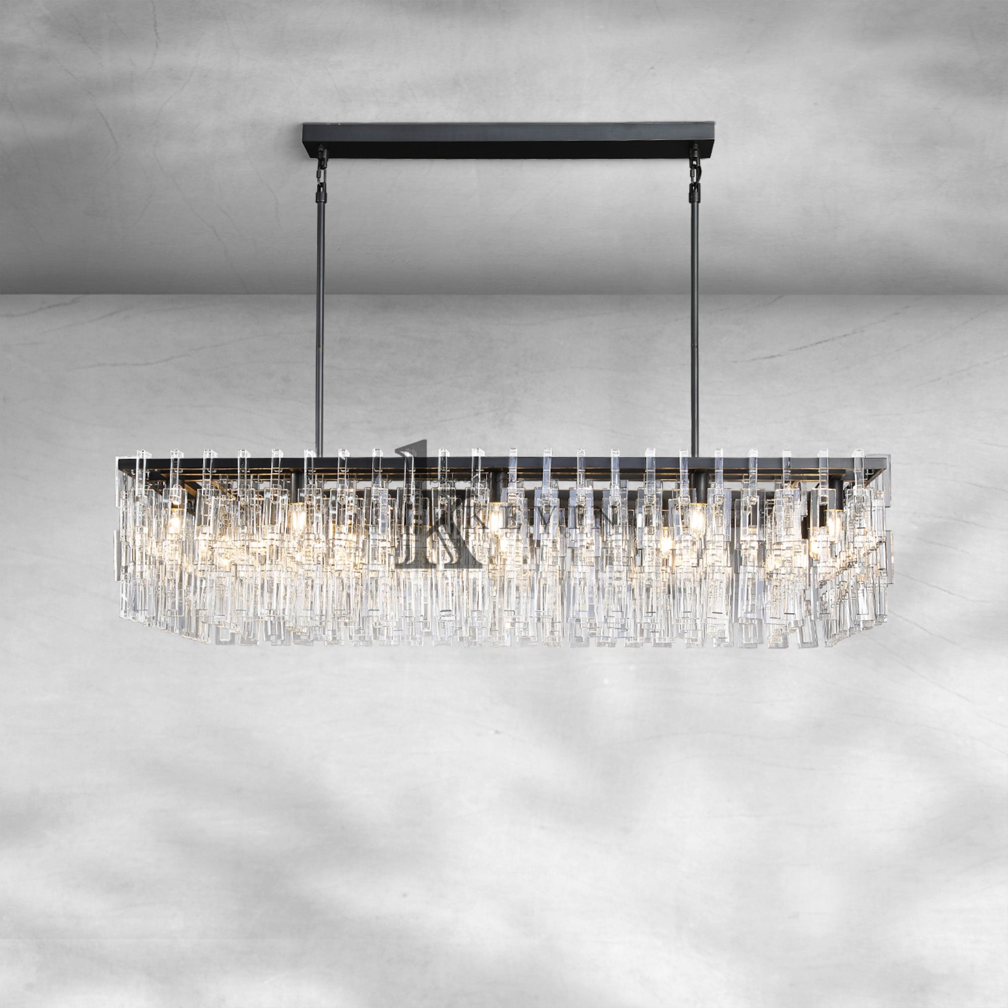 Marigan Crystal Rectangle Chandelier 60" Over Dining Table