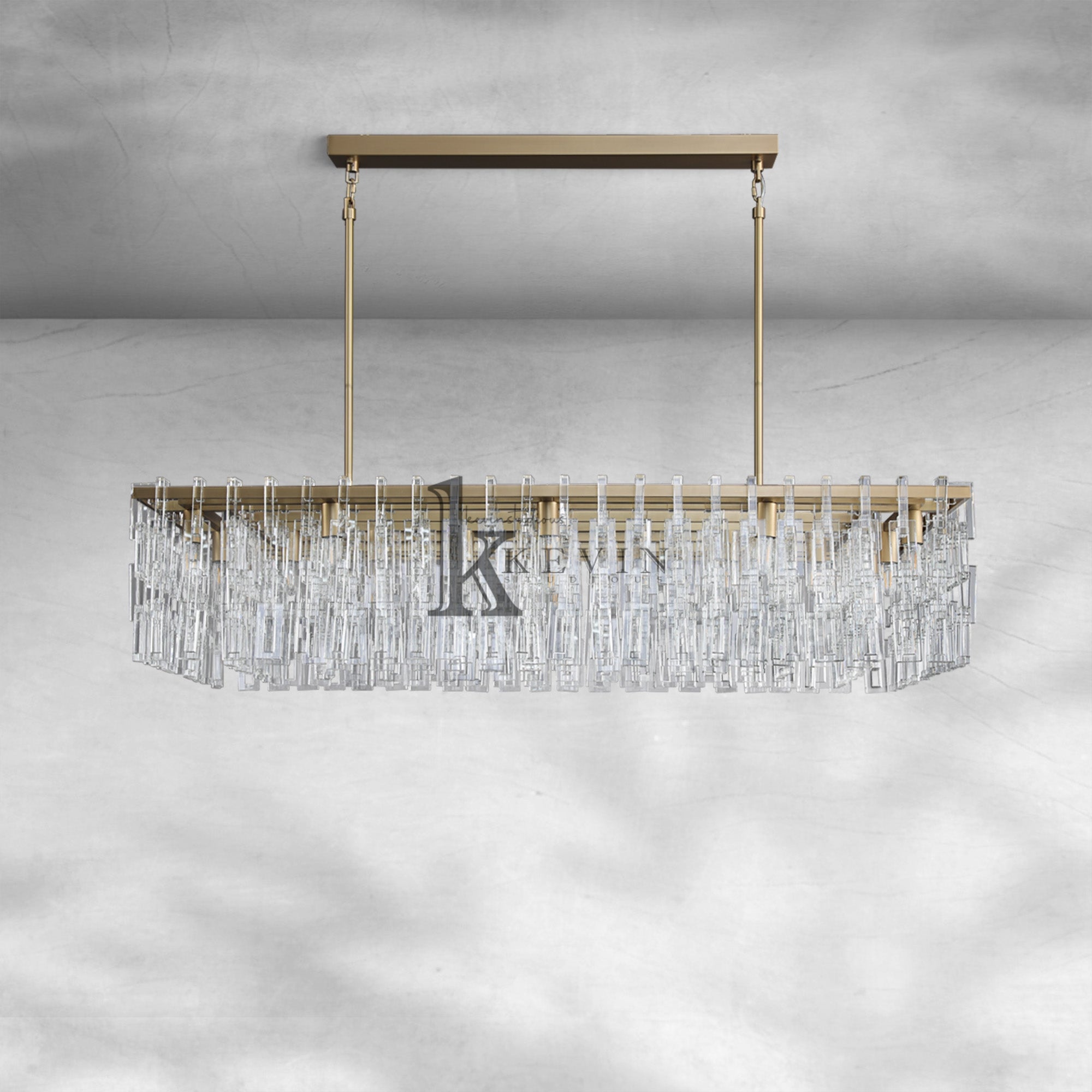 Marigan Crystal Rectangle Chandelier 60" Over Dining Table