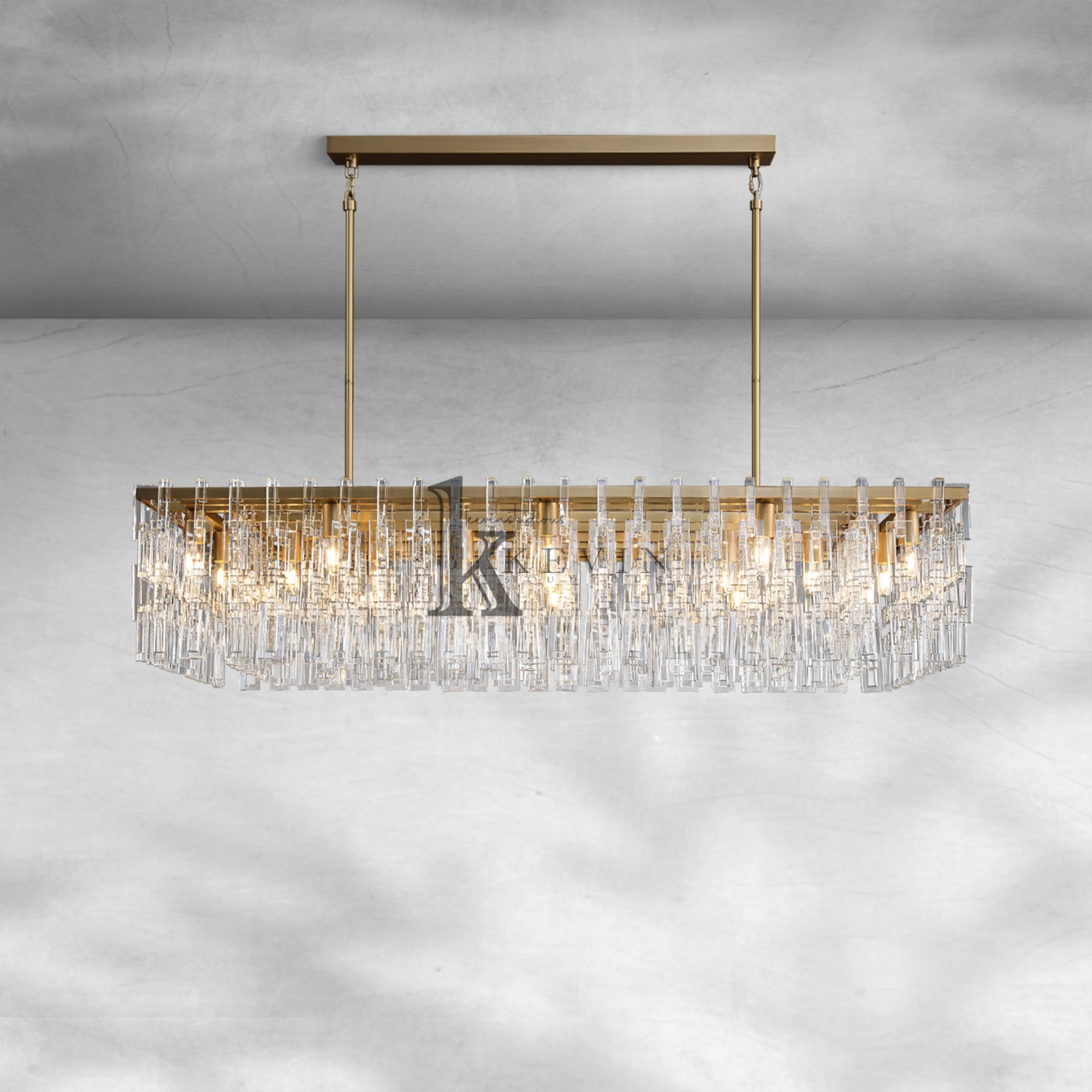 Marigan Crystal Rectangle Chandelier 60" Over Dining Table