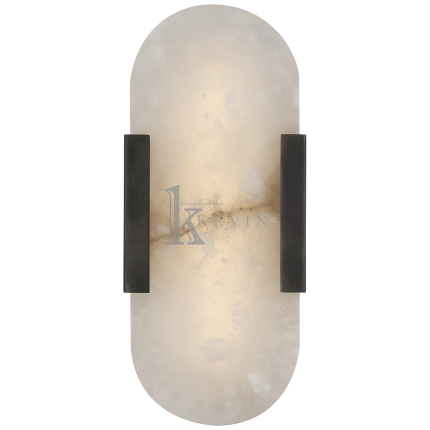 Koltin Melange Elongated Alabaster Wall Sconce wall sconce for bedroom,wall sconce for dining room,wall sconce for stairways,wall sconce for foyer,wall sconce for bathrooms,wall sconce for kitchen,wall sconce for living room Kevin Studio Inc Black H 13.8''