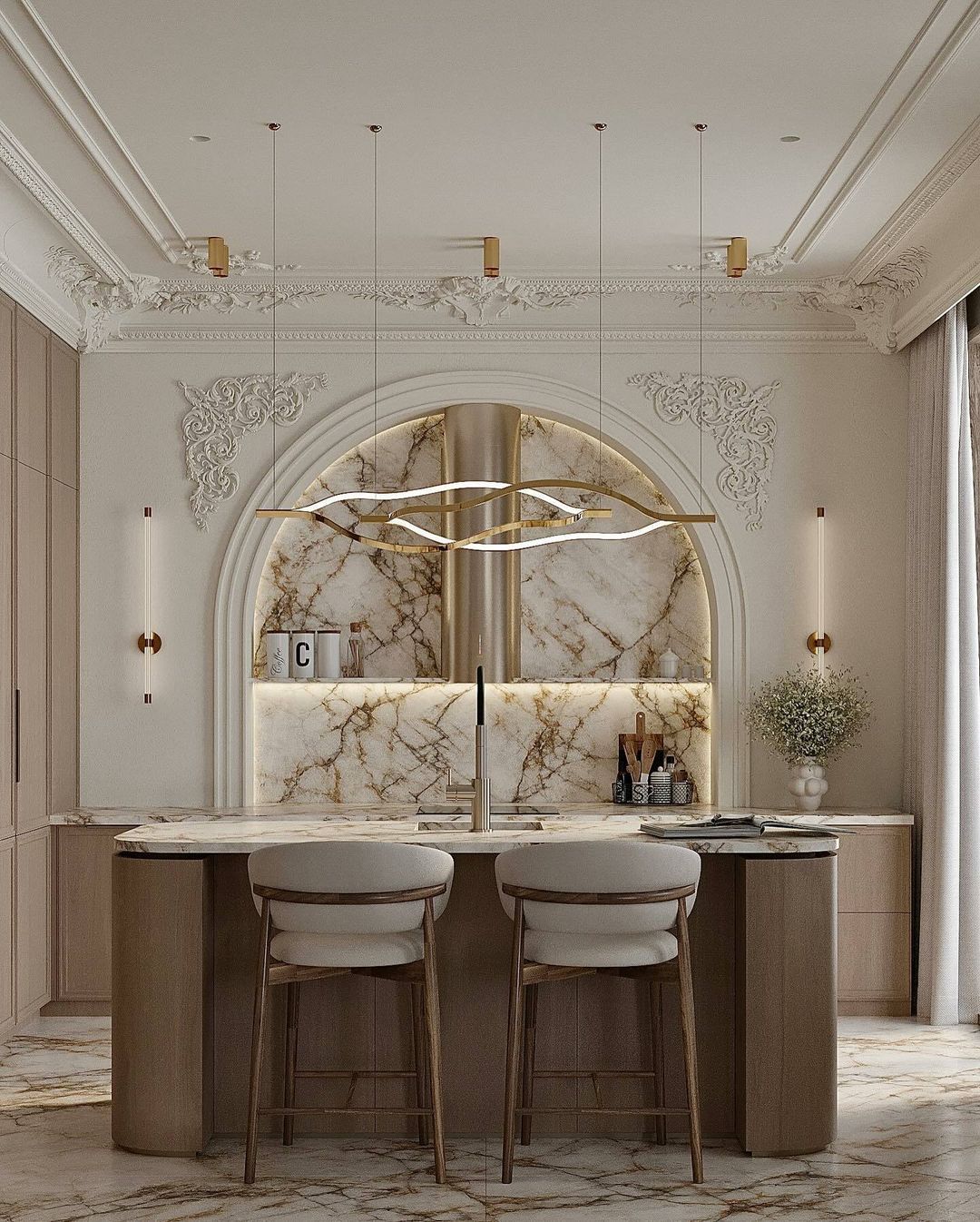 Modern Simple Aluminum Waving Chandelier for Living/Dining Room/Kitchen Island Chandeliers Kevinstudiolives