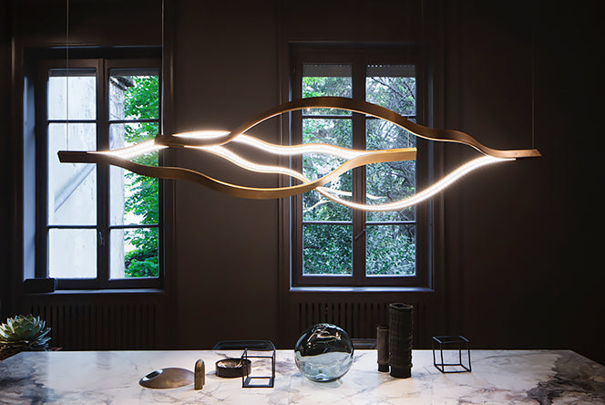 Modern Simple Aluminum Waving Chandelier for Living/Dining Room/Kitchen Island Chandeliers Kevinstudiolives