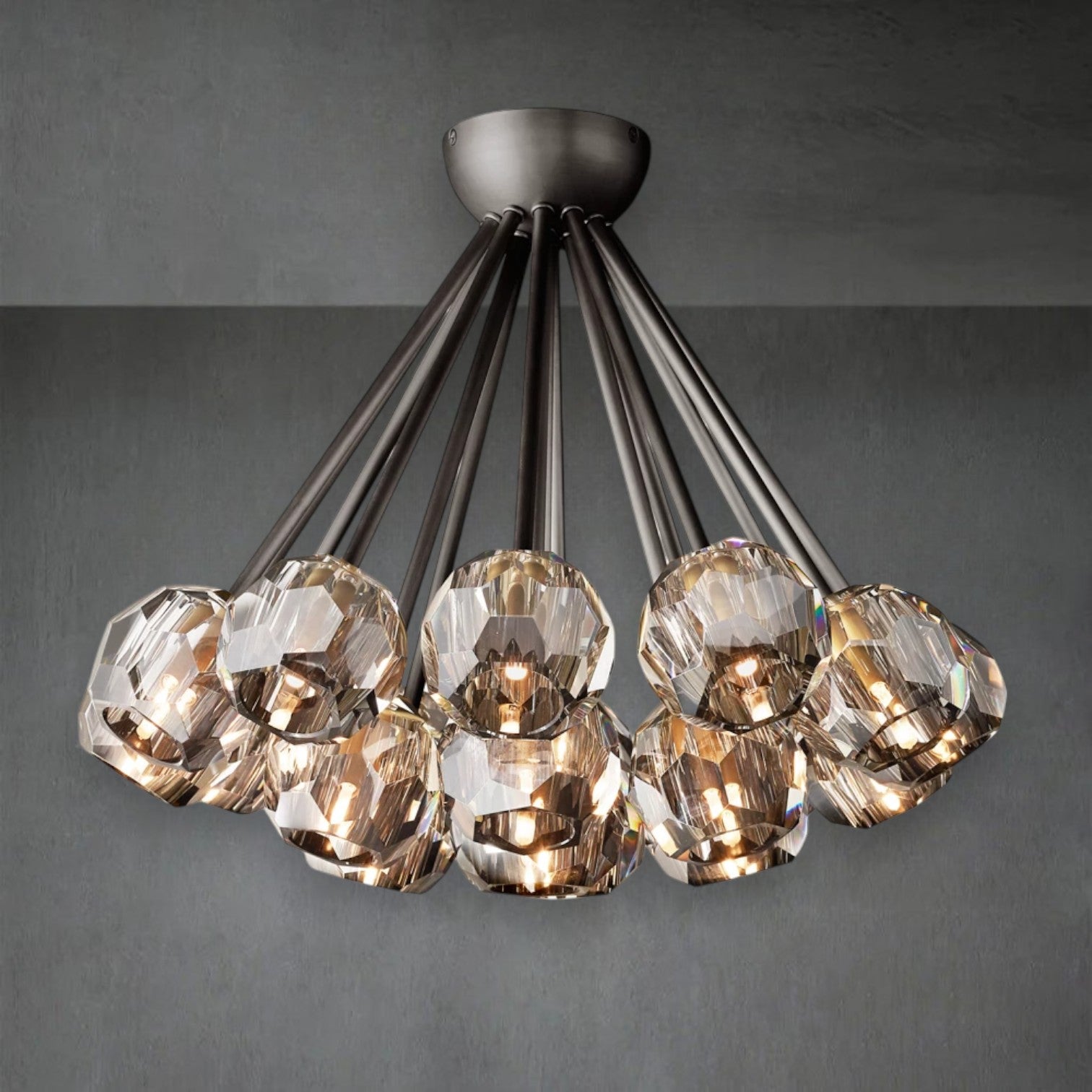 Bille De Crystal Glass Flushmount 24"