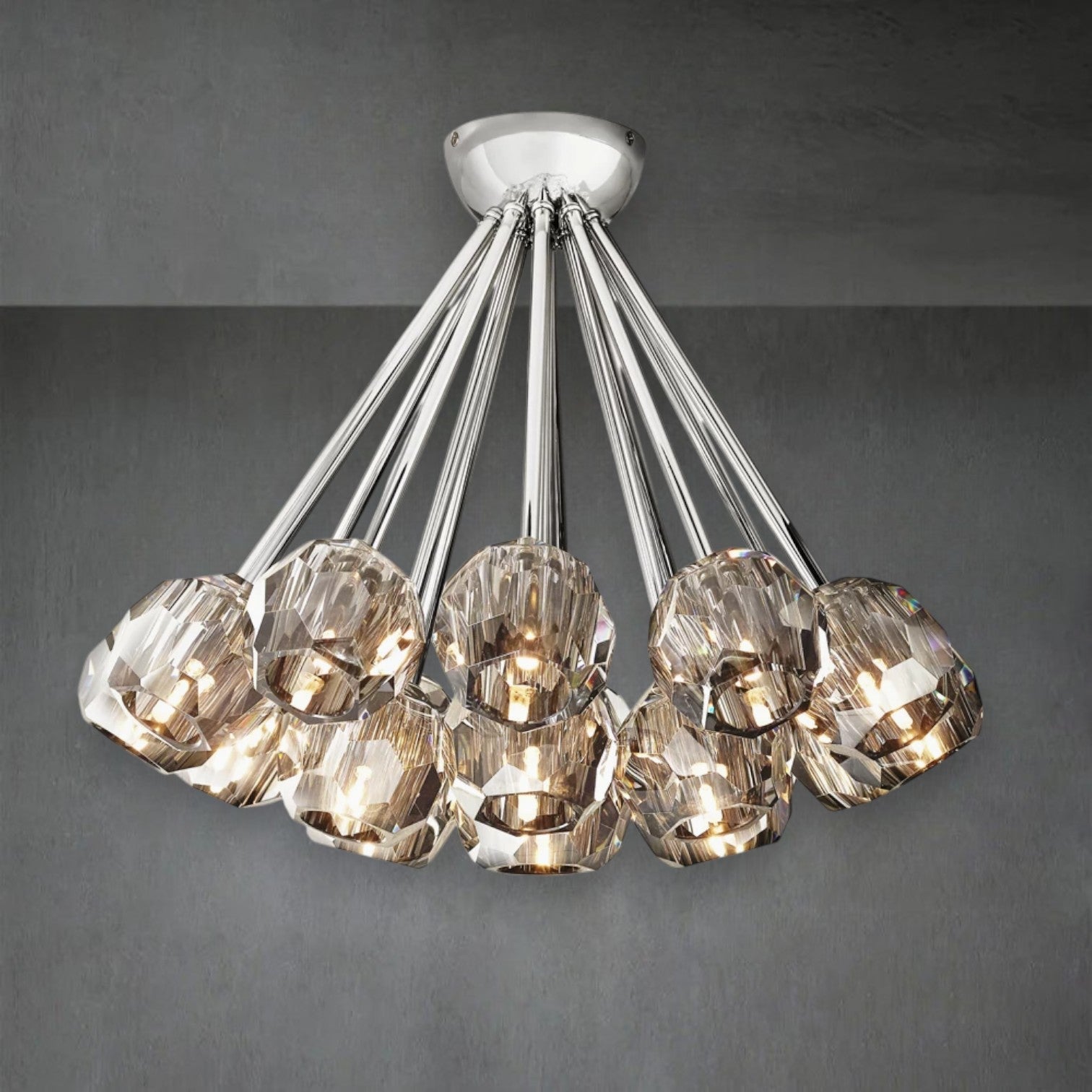 Bille De Crystal Glass Flushmount 24"