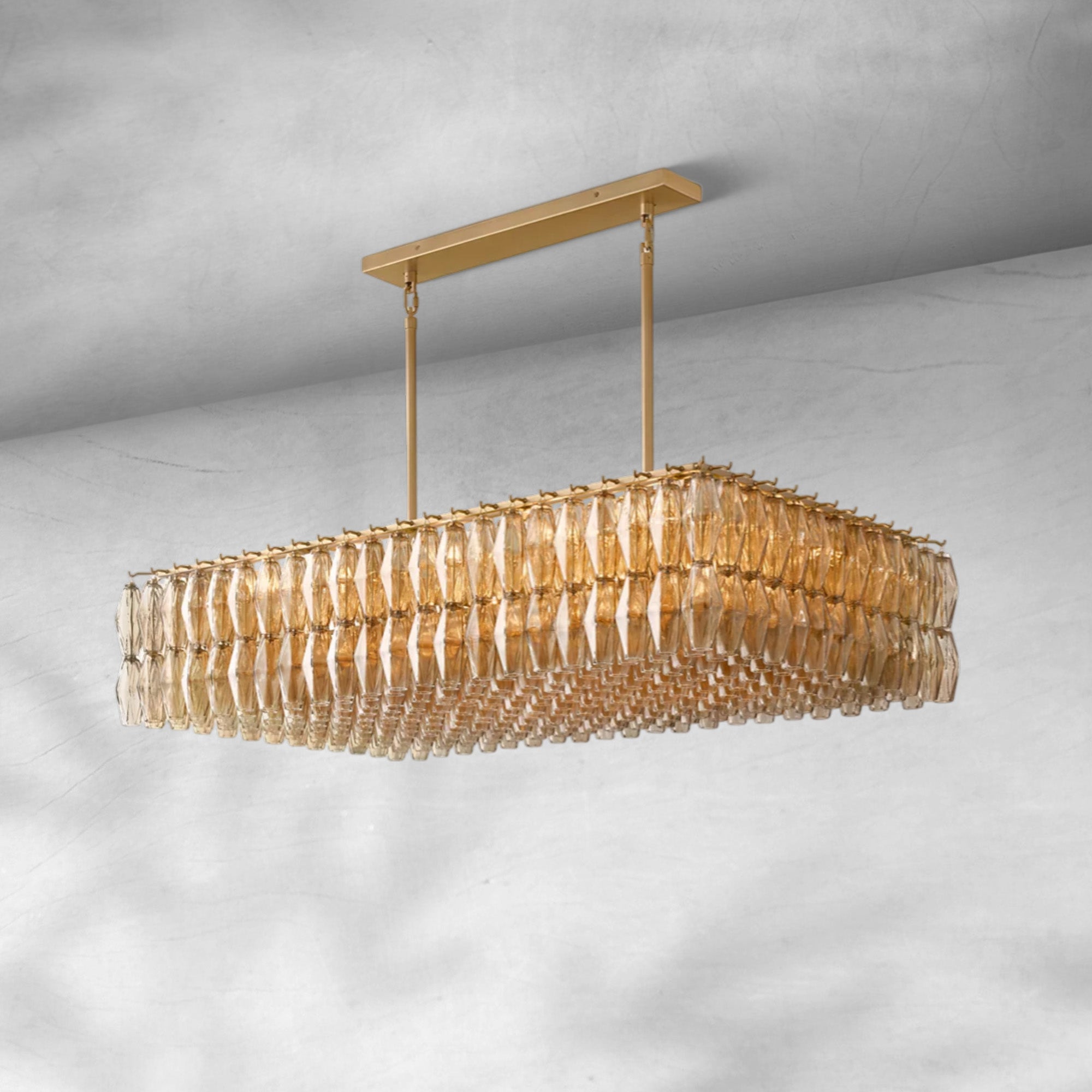 Chiaravalle Glass Rectangular Chandelier 74"